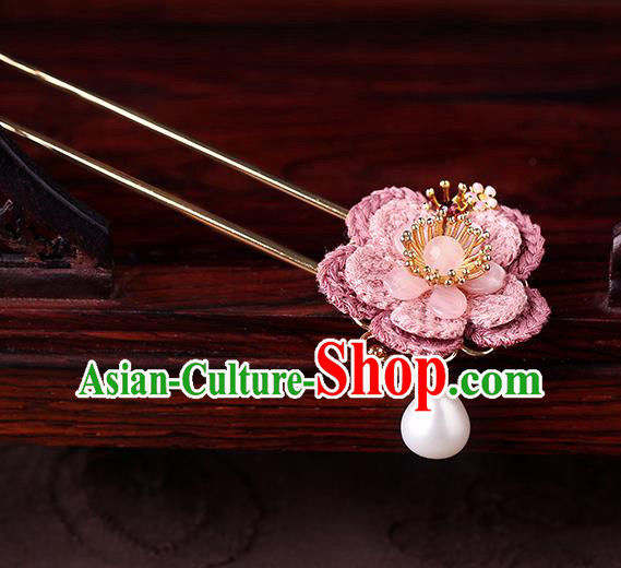 China Classical Pink Plum Hair Comb Traditional Cheongsam Hair Accessories Handmade Shell Hairpin