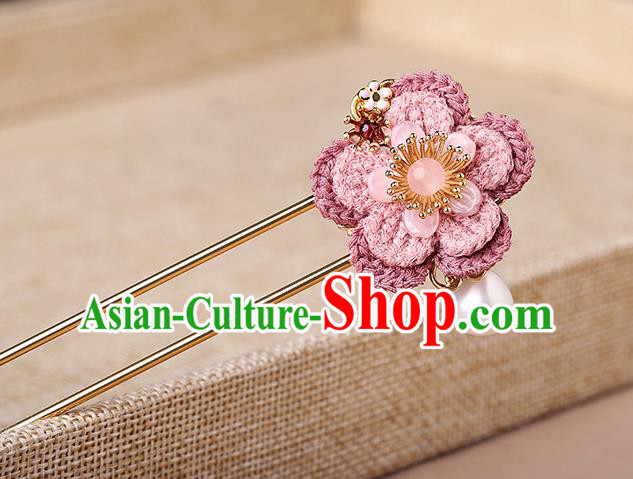China Classical Pink Plum Hair Comb Traditional Cheongsam Hair Accessories Handmade Shell Hairpin