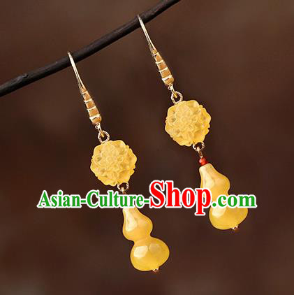 Chinese Classical Beeswax Gourd Ear Accessories Traditional Cheongsam National Earrings