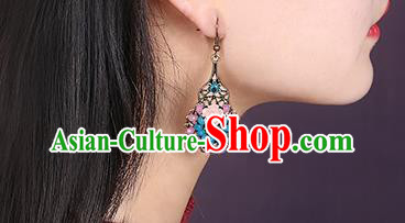 Chinese Traditional National Earrings Classical Cheongsam Rose Ear Accessories