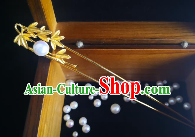 China Classical Golden Bamboo Hair Stick Traditional Hair Accessories Handmade Wedding Hairpin