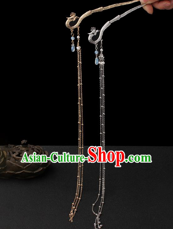 China Ancient Princess Hair Accessories Traditional Hanfu Hair Stick Phoenix Tassel Hairpin
