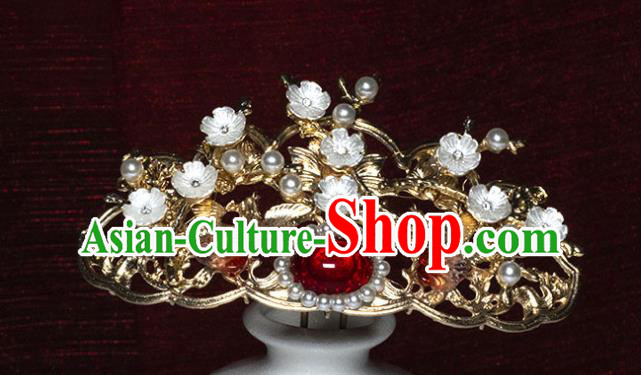 China Ancient Ming Dynasty Princess Hairpin Traditional Hanfu Plum Blossom Hair Crown