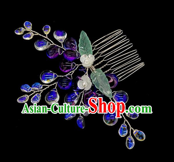 China Traditional Hanfu Purple Hair Comb Ancient Ming Dynasty Princess Grape Hairpin