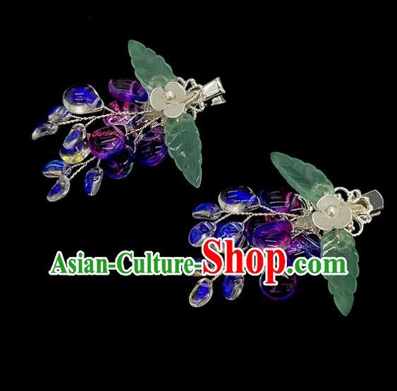 China Traditional Hanfu Purple Hair Comb Ancient Ming Dynasty Princess Grape Hairpin