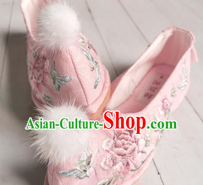 Handmade Chinese Embroidered Shoes Ming Dynasty Princess Shoes Traditional Hanfu Shoes Pink Satin Bow Shoes