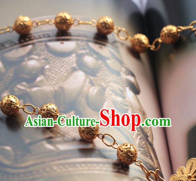 China Classical Wedding Golden Necklace Traditional Ming Dynasty Court Queen Accessories