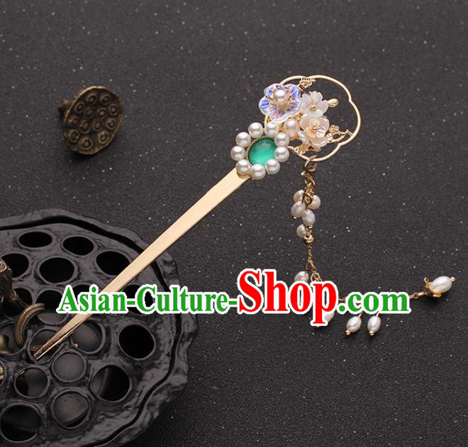 China Traditional Hanfu Pearls Tassel Hairpin Ancient Princess Hair Accessories