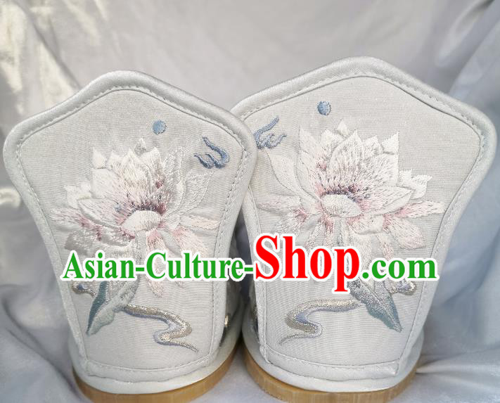 Handmade Chinese Traditional Hanfu Shoes Embroidered Epiphyllum Shoes Princess Shoes