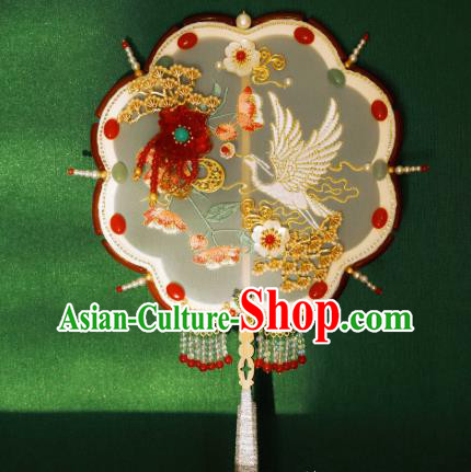 Chinese Ancient Princess Palace Fan Traditional Wedding Embroidered Silk Fan