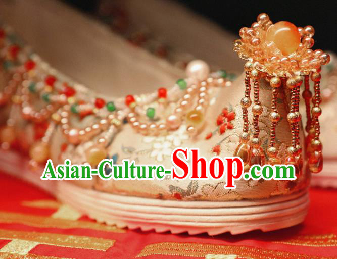 Handmade Chinese Traditional Hanfu Satin Shoes Embroidered Shoes Ancient Princess Shoes