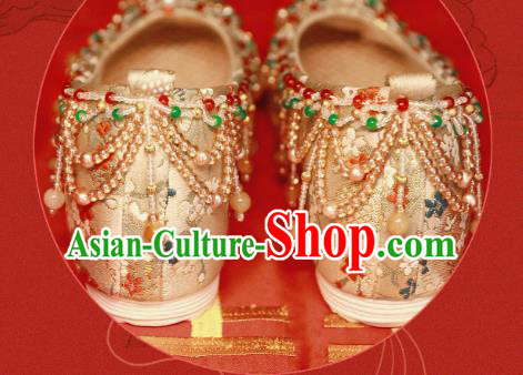 Handmade Chinese Traditional Hanfu Satin Shoes Embroidered Shoes Ancient Princess Shoes