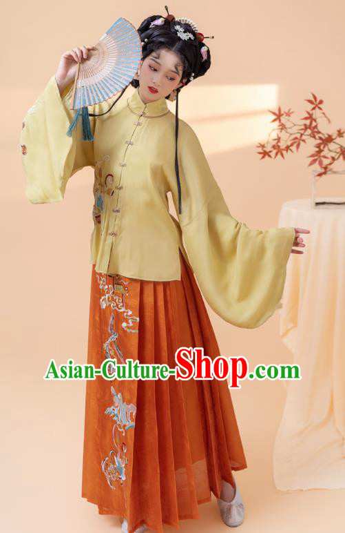 Ancient China Ming Dynasty Historical Costumes Traditional Embroidered Hanfu Dress Noble Female Clothing