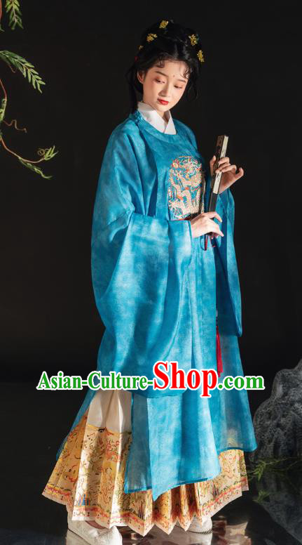 China Ancient Ming Dynasty Court Maid Historical Costumes Traditional Embroidered Hanfu Dress Clothing