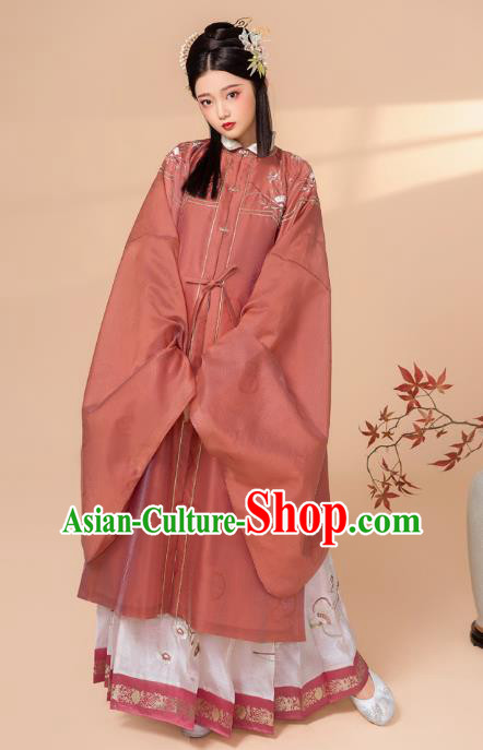 China Traditional Ming Dynasty Royal Princess Embroidered Costumes Ancient Nobility Lady Historical Clothing Full Set