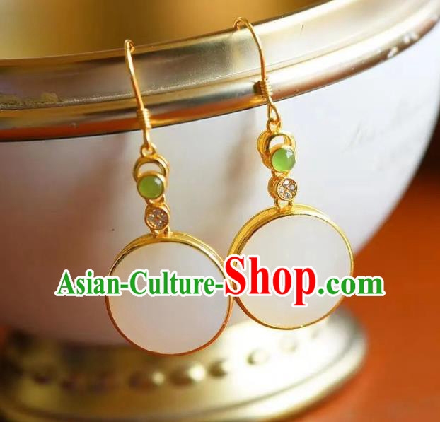 China Traditional Cheongsam Ear Accessories National Jade Earrings