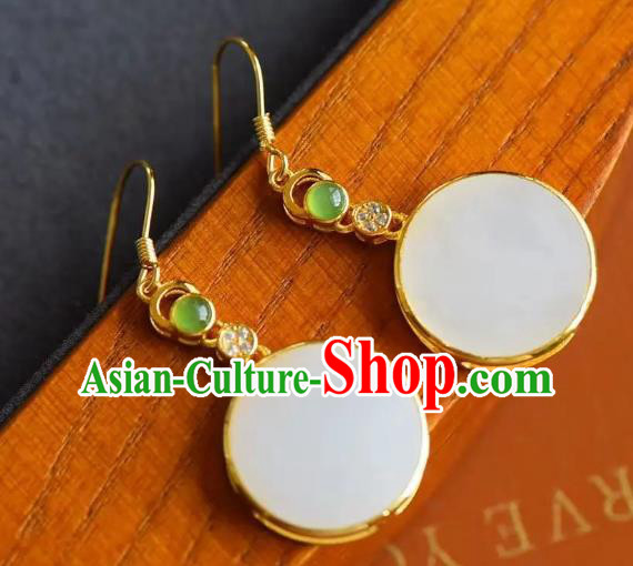China Traditional Cheongsam Ear Accessories National Jade Earrings