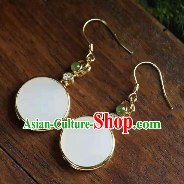 China Traditional Cheongsam Ear Accessories National Jade Earrings