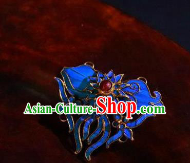 China Traditional Qing Dynasty Court Blueing Brooch Ancient Empress Ruby Jewelry Accessories