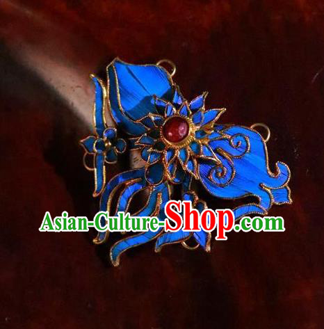 China Traditional Qing Dynasty Court Blueing Brooch Ancient Empress Ruby Jewelry Accessories