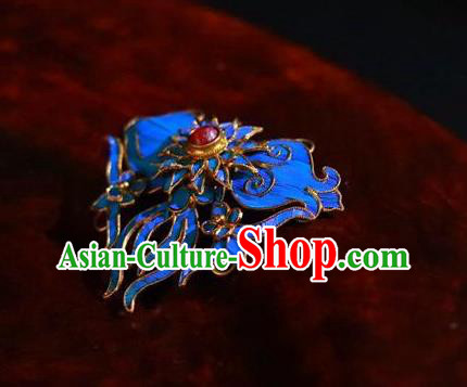 China Traditional Qing Dynasty Court Blueing Brooch Ancient Empress Ruby Jewelry Accessories