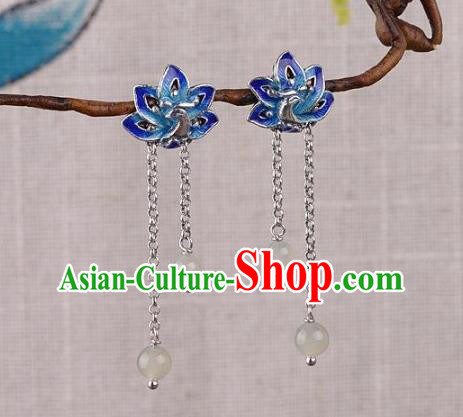 China National Blueing Peacock Earrings Traditional Cheongsam Ear Accessories