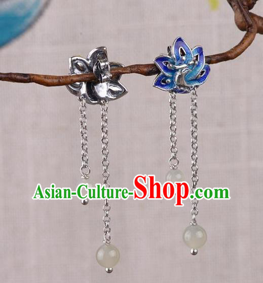China National Blueing Peacock Earrings Traditional Cheongsam Ear Accessories