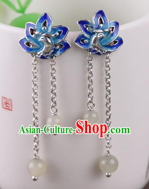 China National Blueing Peacock Earrings Traditional Cheongsam Ear Accessories