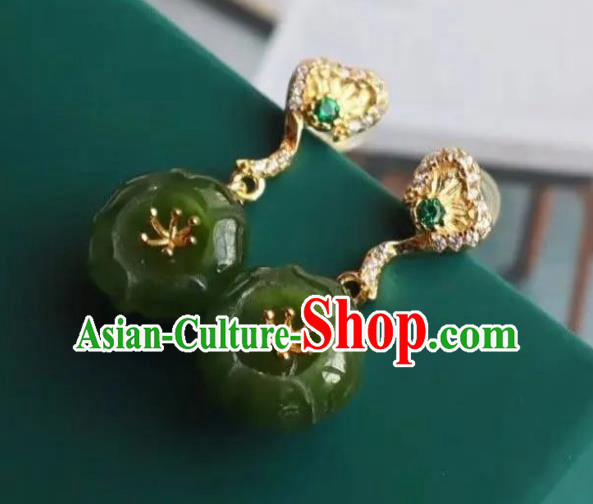 China Traditional Cheongsam Crystal Ear Accessories National Qing Dynasty Court Jade Plum Earrings