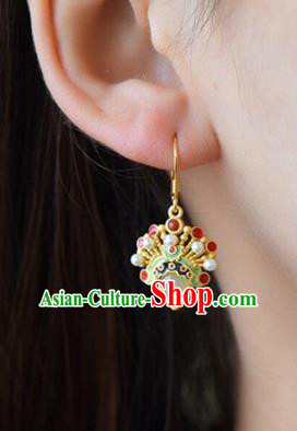 China Traditional Beijing Opera Ear Jewelry Accessories National Cheongsam White Jade Earrings