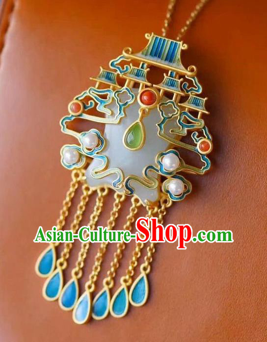 China Handmade Heavenly Southern Gate Necklace Pendant Accessories Traditional Jade Necklet Jewelry