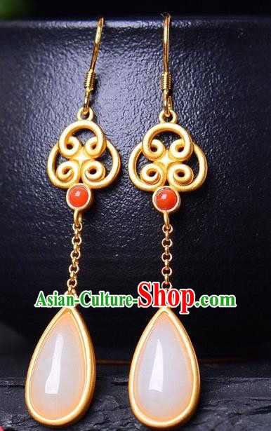 China Traditional Ear Jewelry Accessories National Cheongsam Jade Earrings