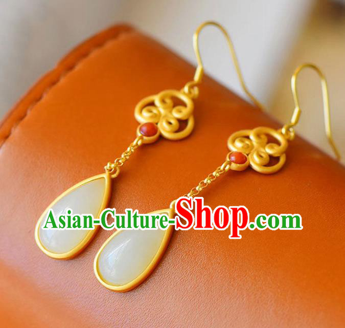 China Traditional Ear Jewelry Accessories National Cheongsam Jade Earrings