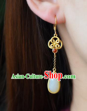 China Traditional Ear Jewelry Accessories National Cheongsam Jade Earrings