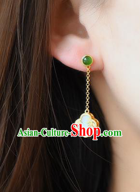 China Traditional Golden Bamboo Leaf Ear Jewelry Accessories National Cheongsam Earrings