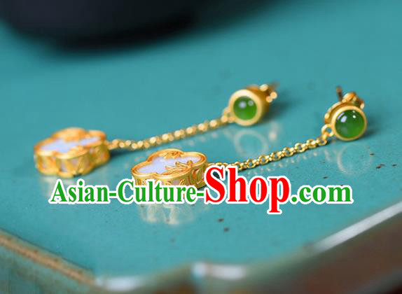 China Traditional Golden Bamboo Leaf Ear Jewelry Accessories National Cheongsam Earrings