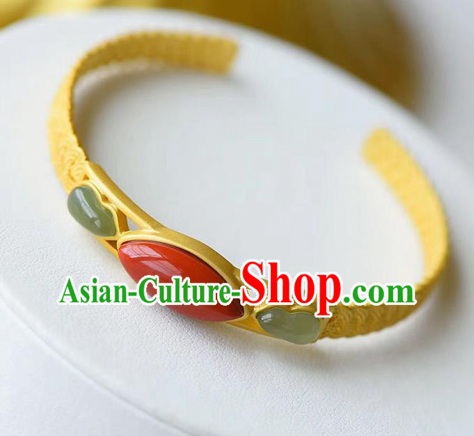 China Handmade Golden Bracelet Accessories Traditional Jade Gourd Bangle Jewelry