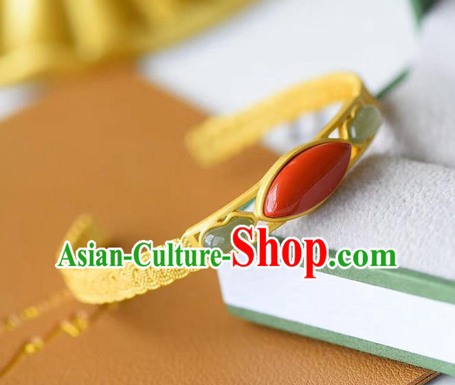 China Handmade Golden Bracelet Accessories Traditional Jade Gourd Bangle Jewelry