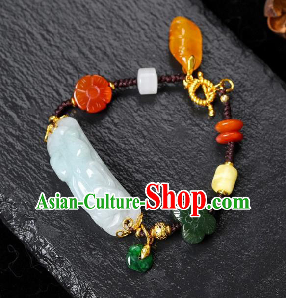 China Handmade Jade Carving Bracelet Accessories Traditional National Bangle Jewelry