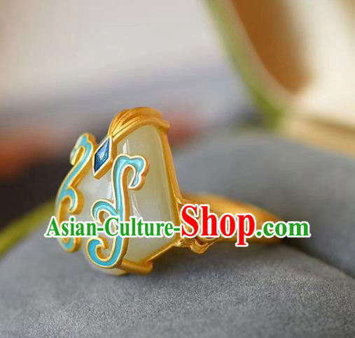 Chinese Classical National Jade Circlet Handmade Jewelry Accessories Qing Dynasty Court Ring