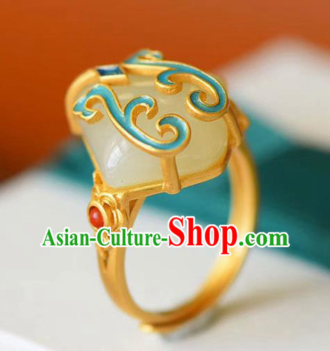 Chinese Classical National Jade Circlet Handmade Jewelry Accessories Qing Dynasty Court Ring