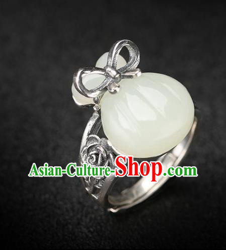 Chinese National Jade Lucky Bag Ring Handmade Jewelry Accessories Classical Circlet