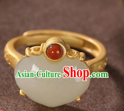 Chinese National Golden Ring Handmade Jewelry Accessories Classical Jade Peach Circlet