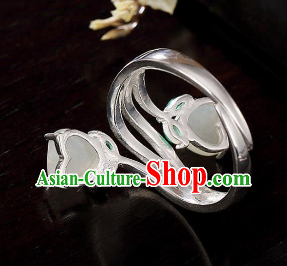 Chinese National Jade Ring Handmade Jewelry Accessories Classical Silver Circlet