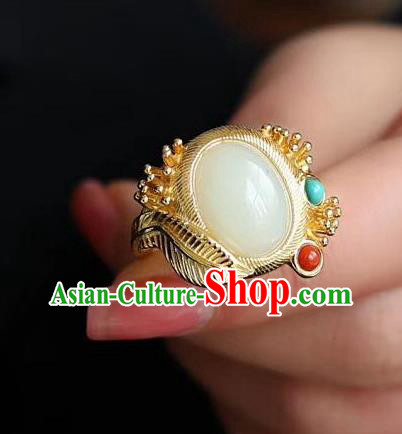 Chinese National Golden Ring Handmade Jewelry Accessories Classical Jade Circlet