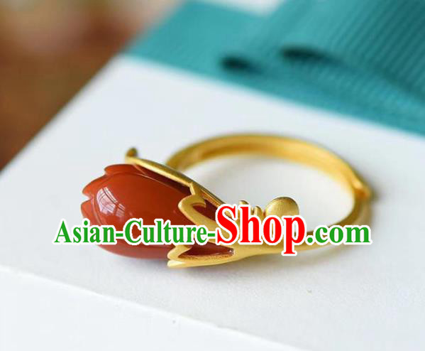 Chinese National Golden Ring Handmade Jewelry Accessories Classical Agate Mangnolia Circlet