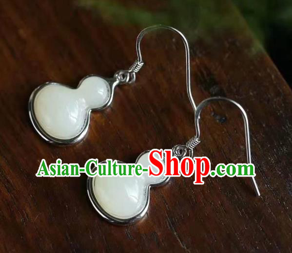 China Traditional Jade Cloud Ear Jewelry Accessories National Cheongsam Silver Earrings