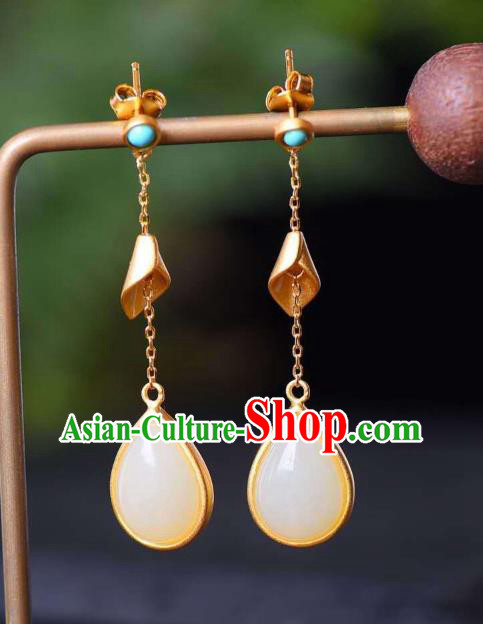 China Traditional Ear Jewelry Accessories National Cheongsam Jade Earrings