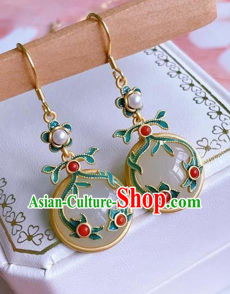 China Traditional White Jade Ear Jewelry Accessories National Cheongsam Blueing Cloud Earrings