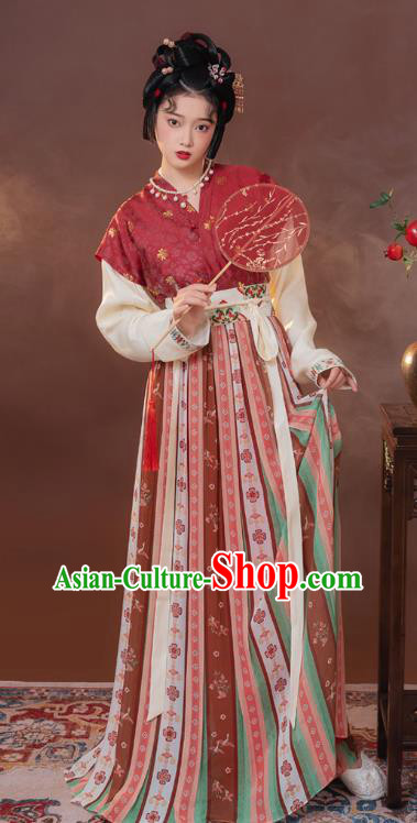 China Traditional Tang Dynasty Royal Princess Hanfu Dress Ancient Palace Beauty Historical Clothing